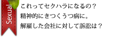 これってセクハラになるの？精神的にきつくうつ病に。解雇した会社に対して訴訟は？